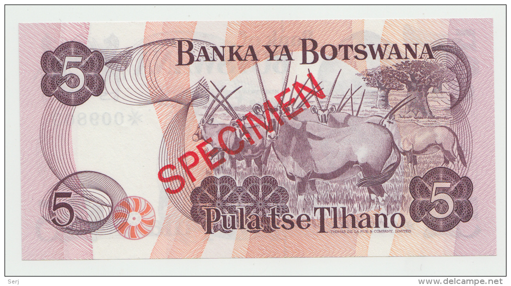 BOTSWANA 5 PULA 1976 SPECIMEN UNC NEUF - Botswana