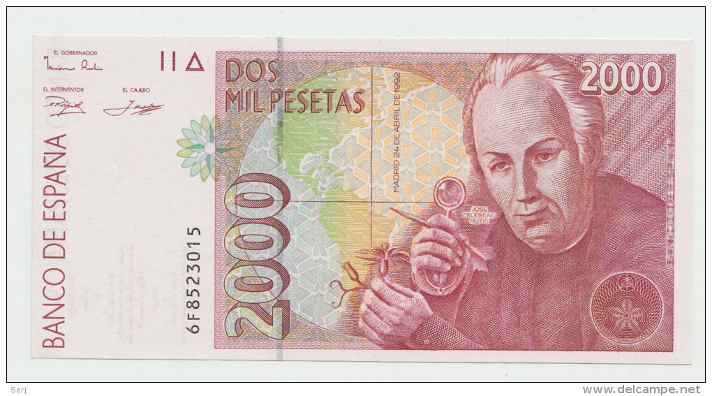 Spain 2000 Pesetas 1992 VF++  P 164 - [ 4] 1975-… : Juan Carlos I