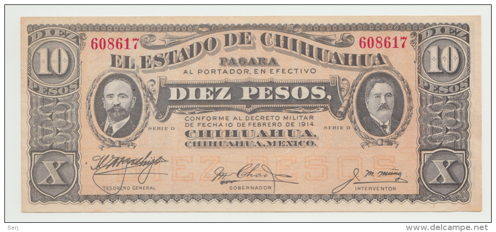 Mexico 10 Pesos 1914 AUNC - Mexique