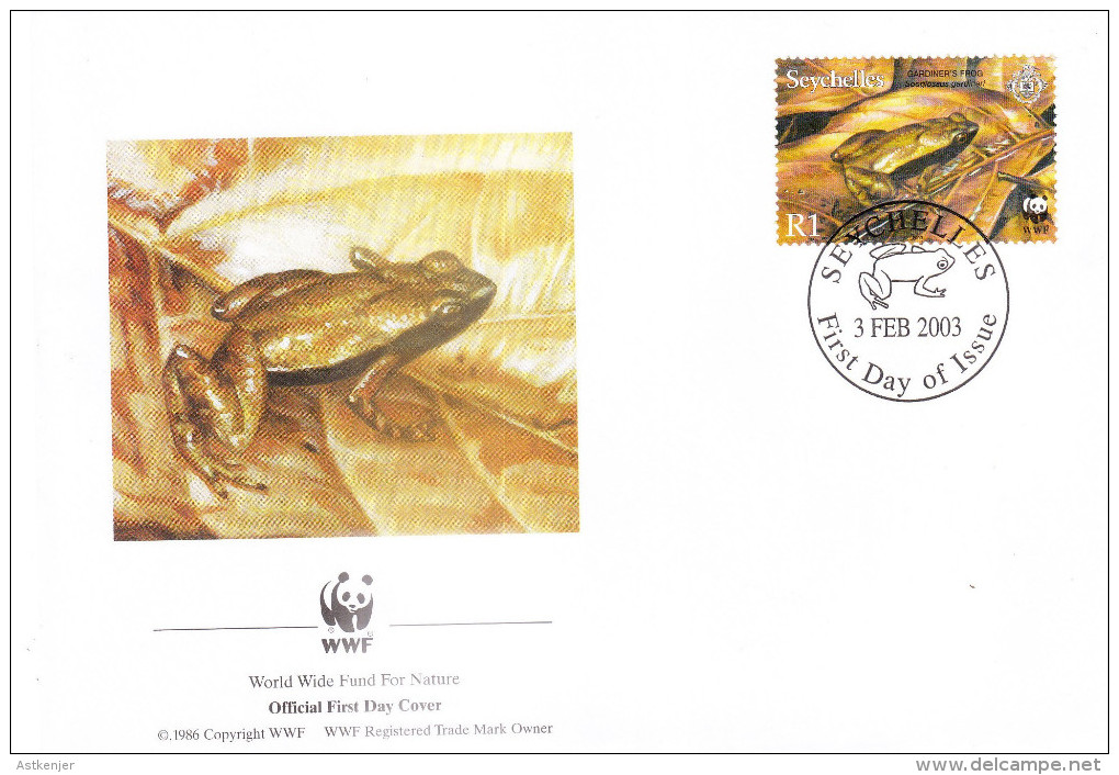 FDC SEYCHELLES - 03.02.2003 -WWFWorld Wide Fund Nature - Grenouille 1Rs - Seychelles (1976-...)