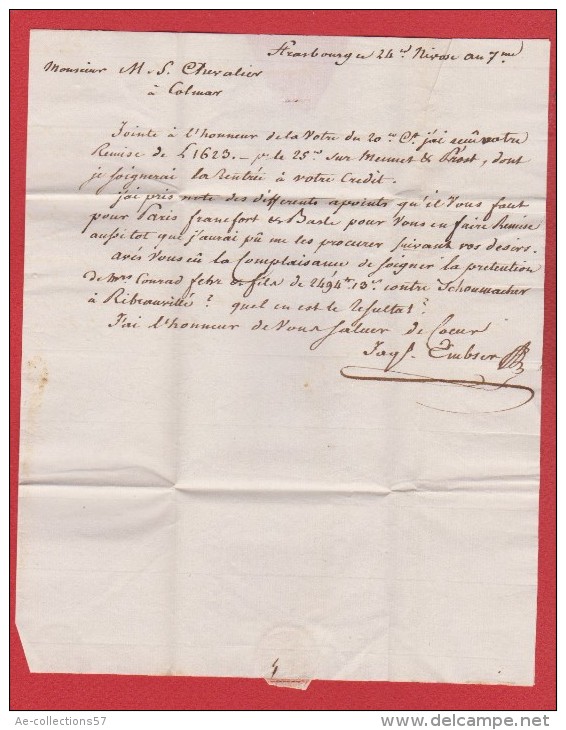 Lettre  //  De Strasbourg  //  Pour Colmar  //  24 Nivose An 7 - 1792-1815: Départements Conquis