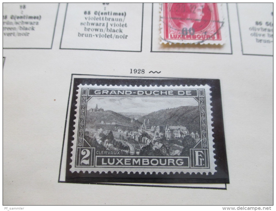 Sammlung Luxemburg auf VD Blättern 1852 - 1956 ab Nr. 1 o/*/** mit Dienstmarken!! Interessante Sammlung!!