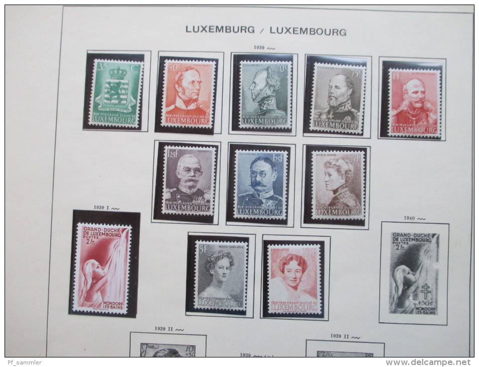 Sammlung Luxemburg auf VD Blättern 1852 - 1956 ab Nr. 1 o/*/** mit Dienstmarken!! Interessante Sammlung!!