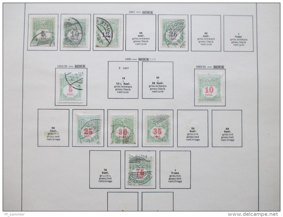Sammlung Luxemburg auf VD Blättern 1852 - 1956 ab Nr. 1 o/*/** mit Dienstmarken!! Interessante Sammlung!!