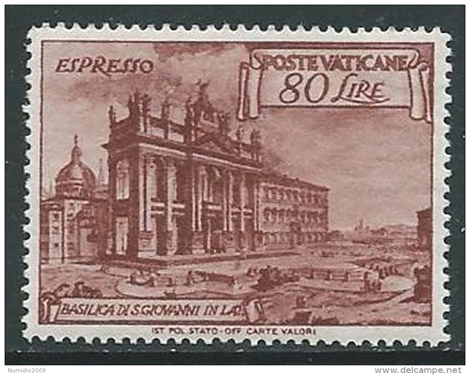 1949 VATICANO ESPRESSO BASILICHE 80 LIRE MNH ** - ED61 - Urgente