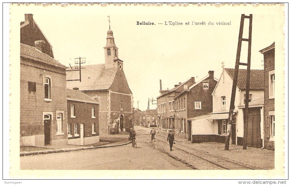 BELLAIRE  --  L'Eglise Et L'arrêt Du Vicinal - Beyne-Heusay