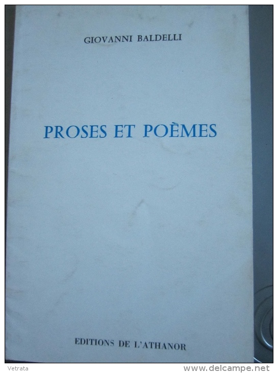 Giovanni Baldelli : Proses Et Poèmes (Ed De L'Athanoir, 1975) - Autres & Non Classés