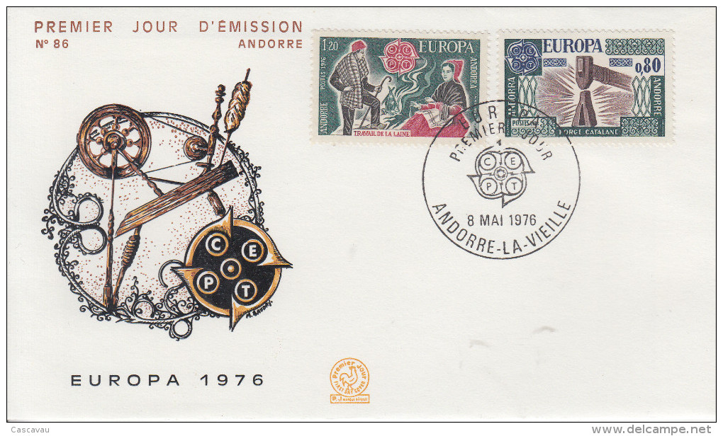 Enveloppe  FDC  1er  Jour   ANDORRE     Paire    EUROPA     1976 - 1976