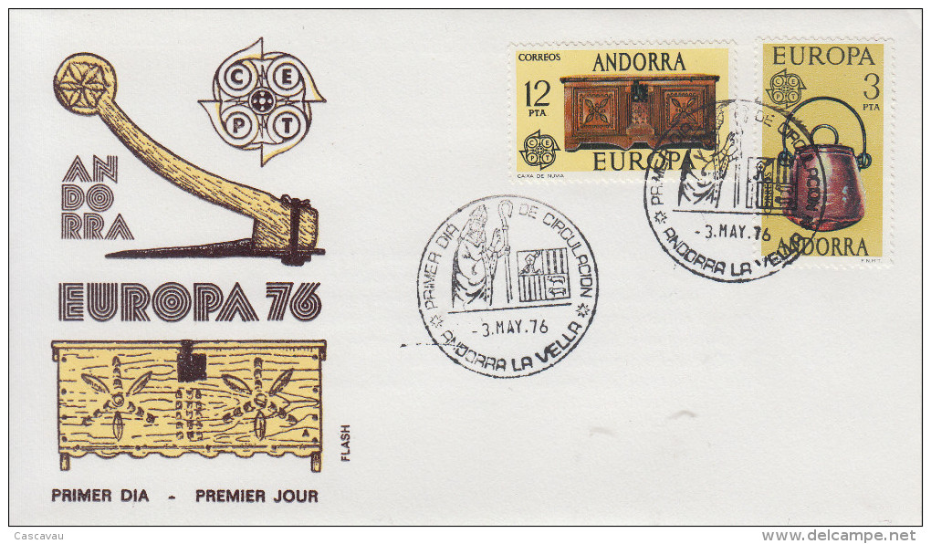 Enveloppe  FDC   1er  Jour   ANDORRE  ANDORRA    Paire    EUROPA     1976 - 1976