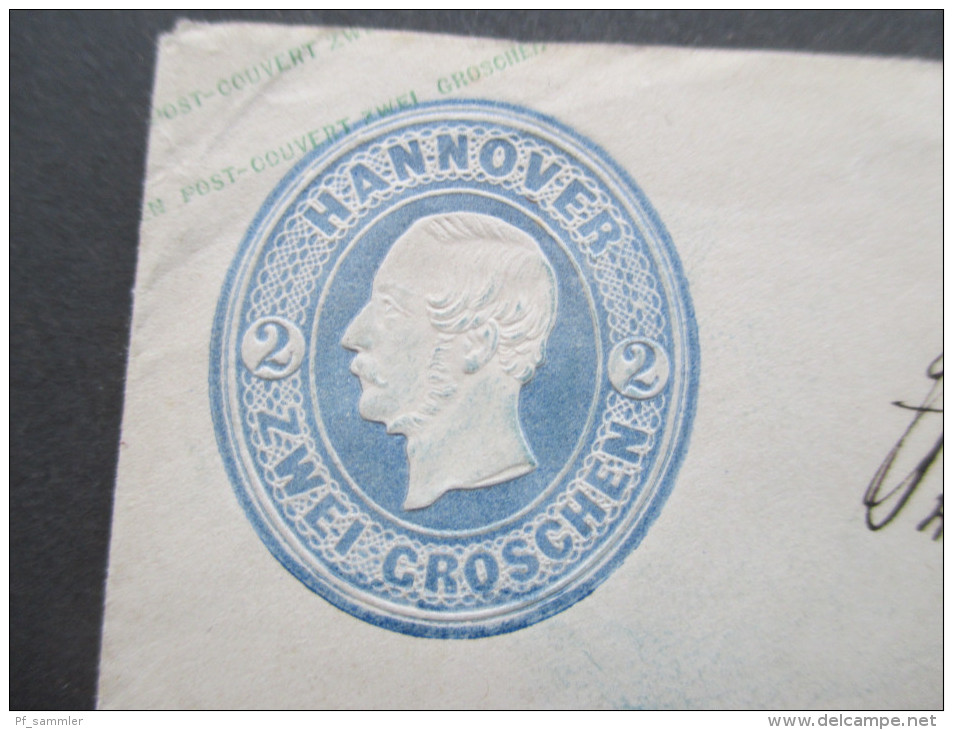 Altdeutschland Hannover 1859 Ganzsachenumschlag U6 II. Katalogwert 140€. Blauer Stempel Hannover - Hanovre