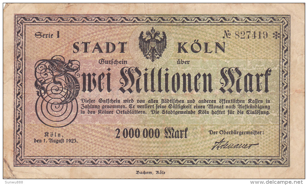 Kön - Zwei Millionen  2 000 000 Mark 1923 - [11] Emissions Locales