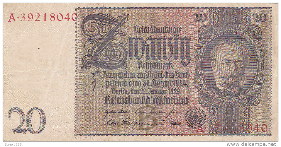 Zwanzig 20 Mark 1929 - 20 Mark