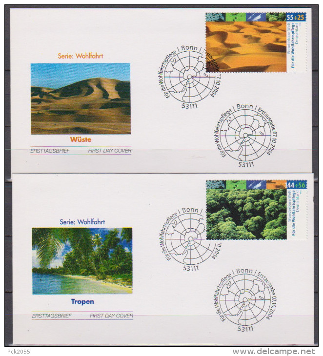 BRD FDC 2004 MiNr.2423 - 2427  5 FDC Wohlfahrt Wunderbare Welt, Klimazonen ( D 3131 ) - 2001-2010