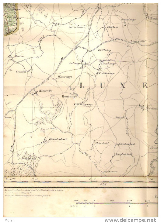 CARTE D’ ETAT-MAJOR LIMERLE 1904 CLERVAUX DASBURG NEUERBURG HOSINGEN TROISVIERGES HACHIVILLE WEISWAMPACH S279