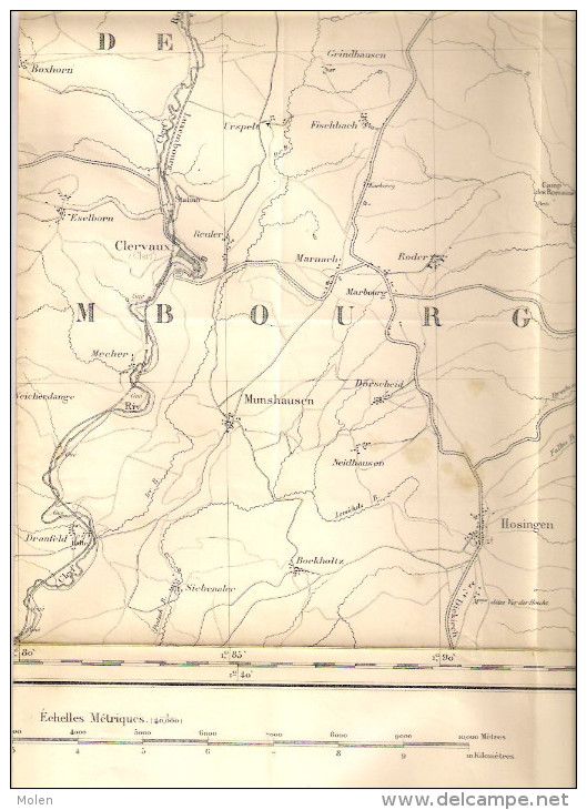 CARTE D’ ETAT-MAJOR LIMERLE 1904 CLERVAUX DASBURG NEUERBURG HOSINGEN TROISVIERGES HACHIVILLE WEISWAMPACH S279