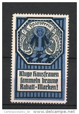 Vignette Publicitaire München, Rabatt-Sparverein, Münchner Kindl, Blau - Erinnofilia