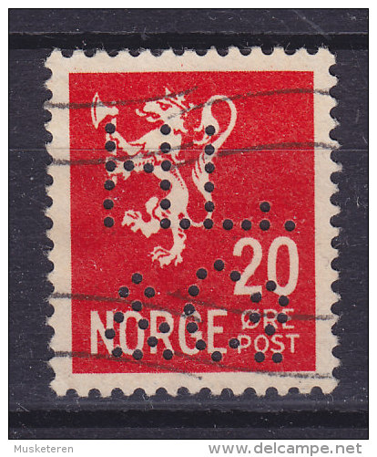 Norway Perfin Perforé Lochung 'H.L. & Co.' 20 Ø Lion Arms Löwe Wappen (2 Scans) - Abarten Und Kuriositäten