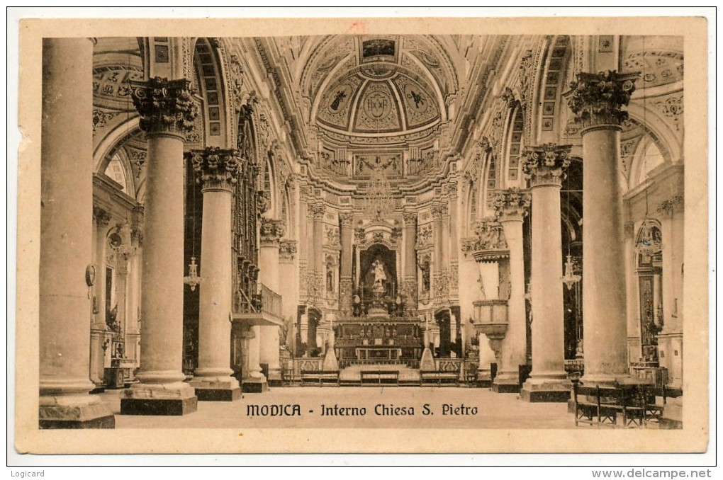 MODICA (RG) INTERNO CHIESA DI S. PIETRO 1917 - Modica