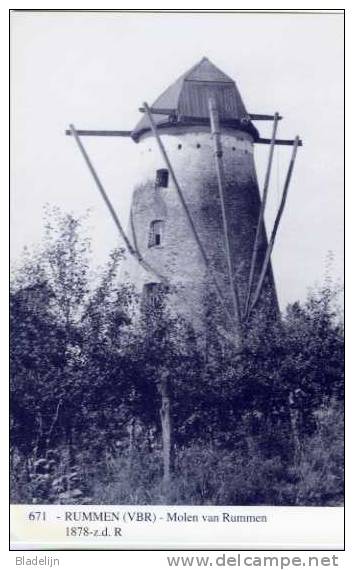 RUMMEN - Geetbets (Vlaams-Brabant) - Molen/moulin - Blauwe Prentkaart Ons Molenheem Van De Stenen Molenromp Met Kap - Geetbets