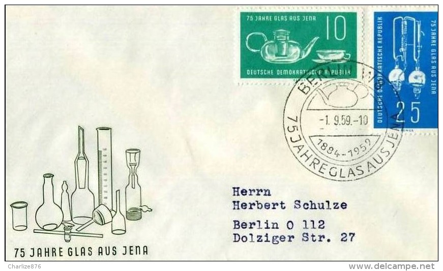 DDR - 1 9 1959 FDC 75°JENAER GLASWERKE - Vidrios Y Vitrales