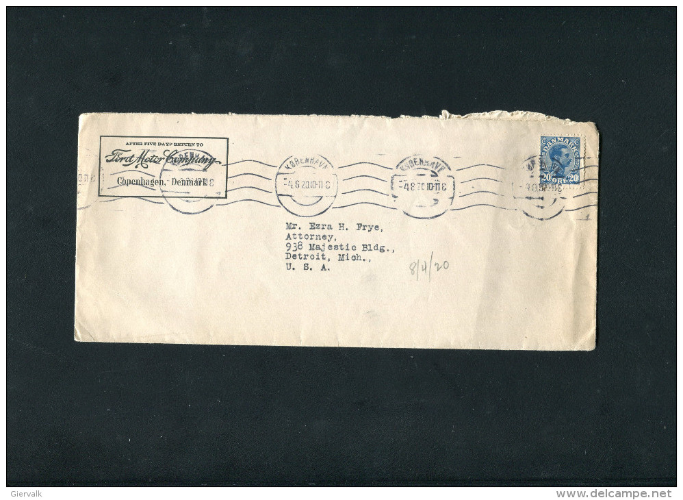 DENMARK 1948 ENVELOPPE FORD MOTOR COMPANY. - Autos