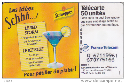 TC F667 Schweppes > Verso Variété Trait Noir De Séparation Et Texte En Biais - Fehldrucke