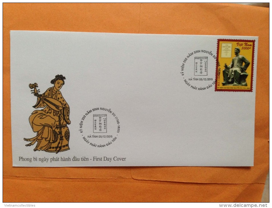 FDC Vietnam Viet Nam With Perf Stamp 2015 : 250th Birth Anniversary Of Nguyen Du (Ms1062) - Vietnam