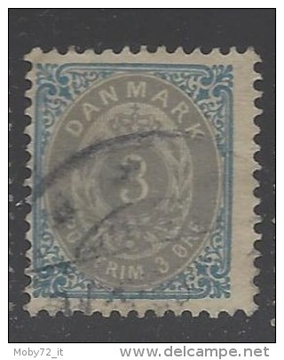 Danimarca - 1875 - Usato/used - Cifra - Mi N. 22 - Usado
