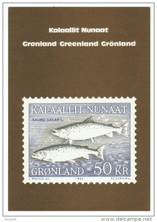 Timbre, Représentation Sur Carte Postale Neuve (timbres Gronland-Greenland-Grönland) - Timbres (représentations)