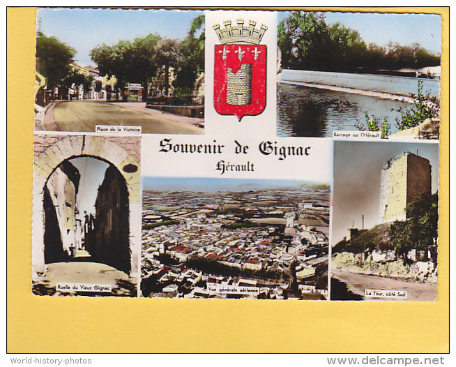 CPSM -  SOUVENIR De GIGNAC - Multivues - Place De La Victoire - Barrage Sur L'Herault  - Ruelle - La Tour Coté Sud - Gignac