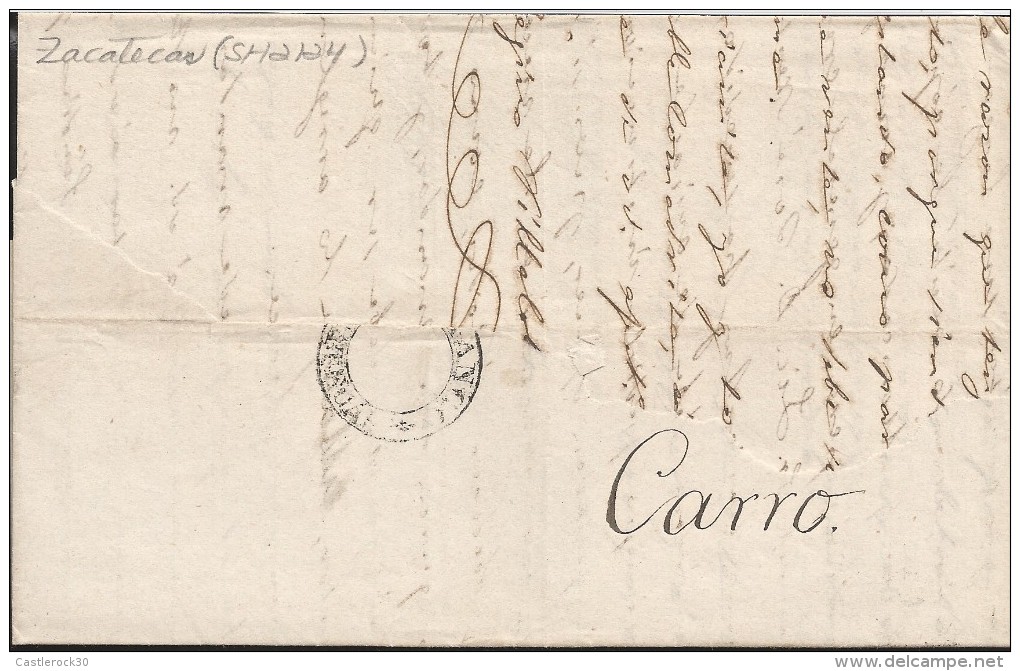 E) 1856 MEXICO, ZACATECAS, CIRCLE CANCELLATION TO CARRO ZACATECAS - Mexico