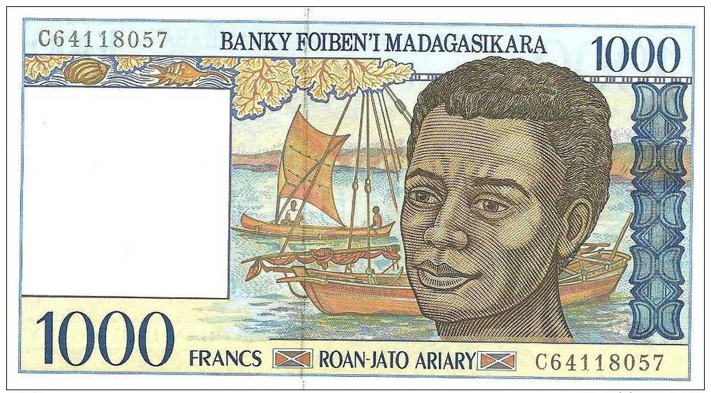 MADAGASCAR, Billet De 1.000 Francs Neuf, Scan Recto-Verso - Madagaskar