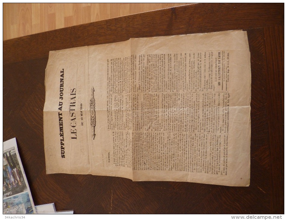 Supplément Au Journal Le Castrais Du 10 Mai 1849 Elections Castres - 1800 - 1849