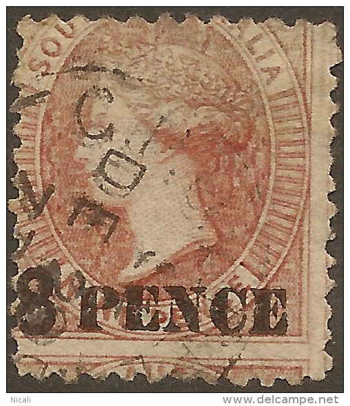 SOUTH AUSTRALIA 1876 8d On 9d QV SG 118 U #QS164 - Gebruikt