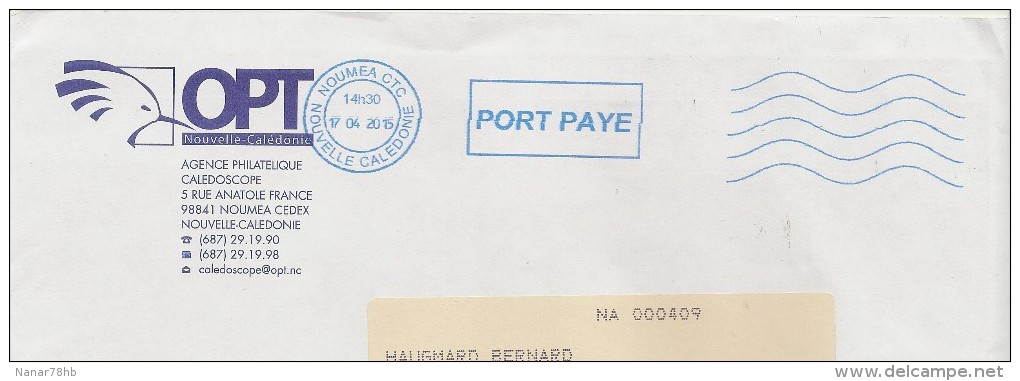 Flamme De Noumea Port Payé (oblitération Du 17/04/2015) - Lettres & Documents