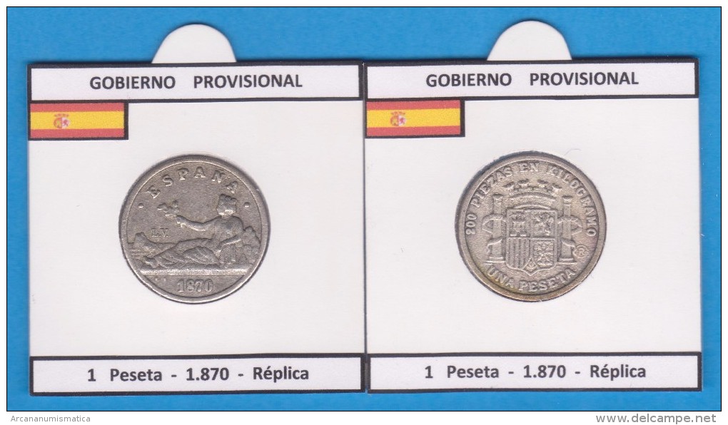 GOBIERNO PROVISIONAL  1 PESETA   1.870  SC/UNC  Réplica  DL-11.417 - Essays & New Minting