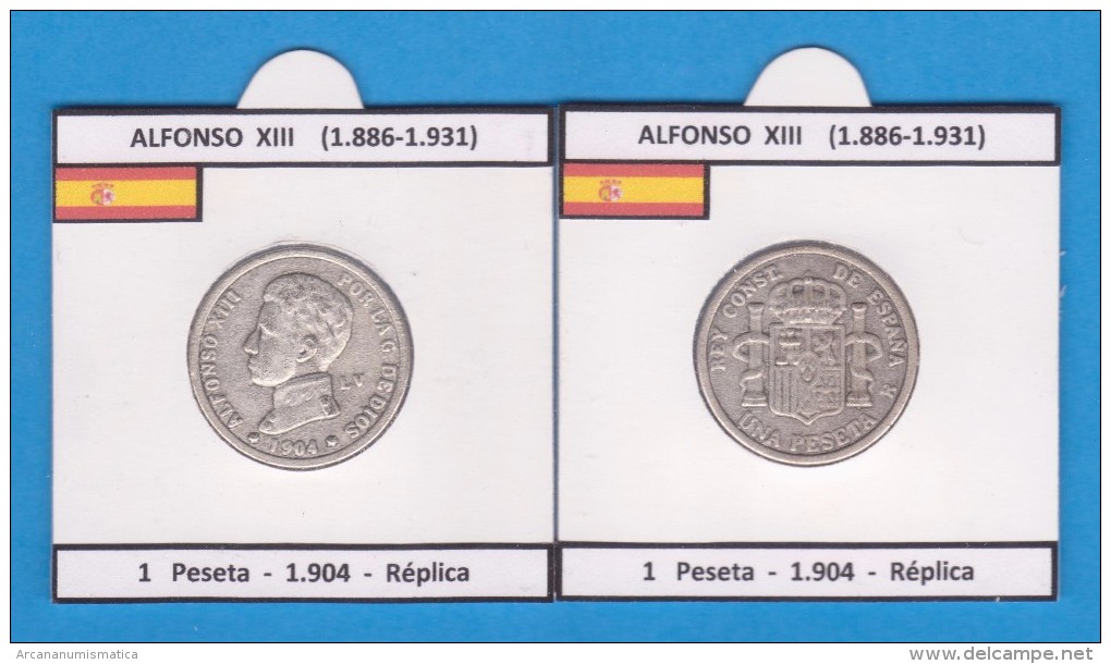 ALFONSO XIII (1.886-1.931) 1 PESETA  1.904  SC/UNC  Réplica  T-DL-11.419 - Essays & New Minting