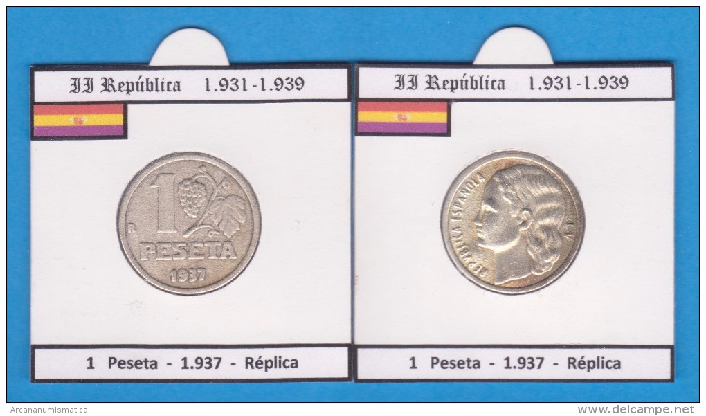 II REPÚBLICA (1.931-1.939) 1 PESETA  1.937  SC/UNC  Réplica  T-DL-11.421 - 1 Peseta