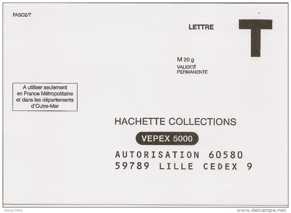 Enveloppe Réponse T Hachette Collections - Cartes/Enveloppes Réponse T