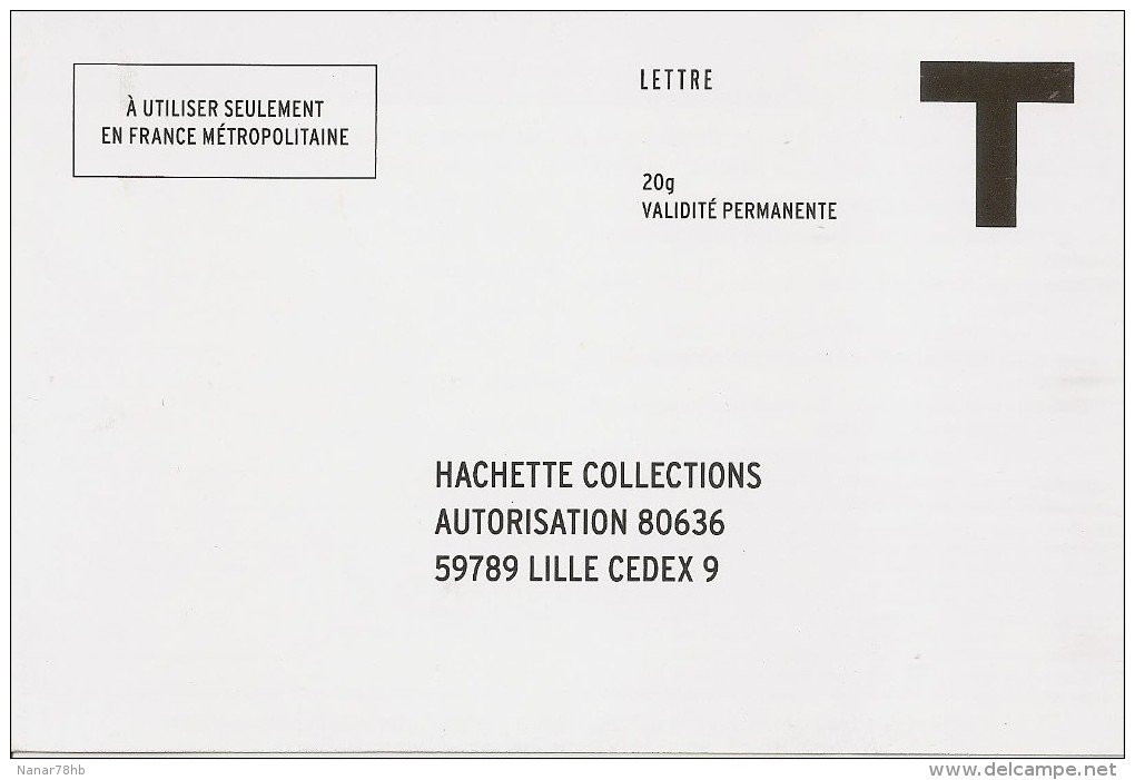 Carte Réponse T Hachette Collections - Cartes/Enveloppes Réponse T