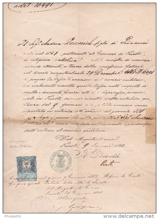 LOMBARDIE  DOCUMENT AVEC FISCAL  OCCUPATION AUTRICHIENNE - Lombardo-Veneto