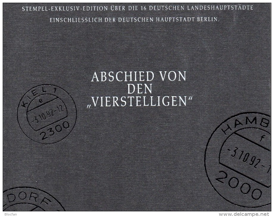 Gift-book Edition Abschied Postleitzahlen 1992 BRD 14 Ausgaben O 55€ Geschenk-Buch 4-stellig PLZ Stamps Document Germany - Geografía