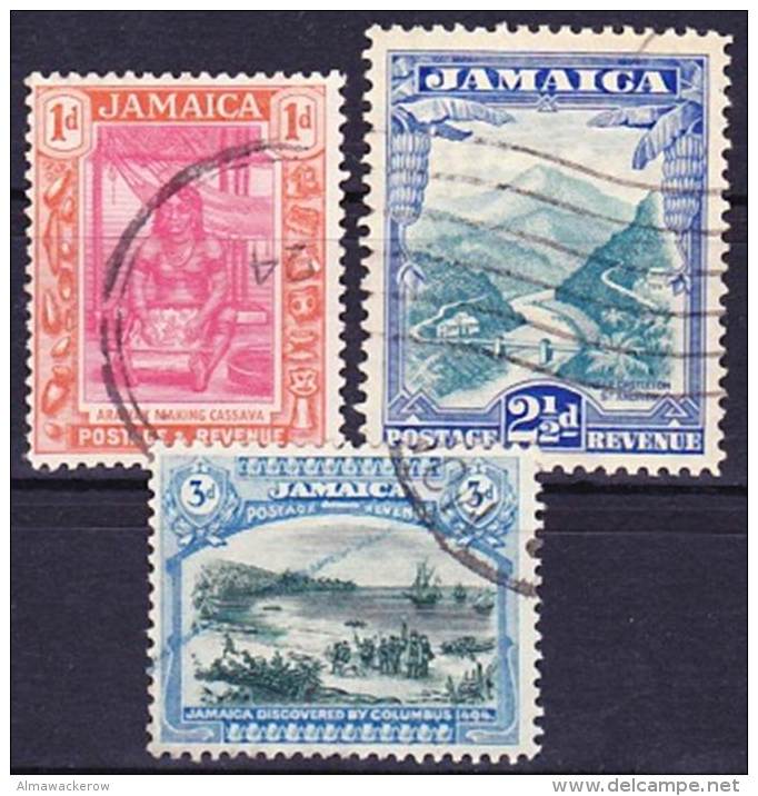 2015-0603 Jamaica Michel 99 (1p Inscription Postage And Revenue), 92 And 109 (all Wmk CA Script) Used O - Jamaica (...-1961)