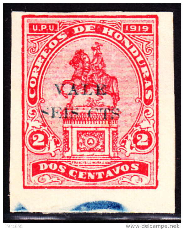 Honduras 1922 Morazan Statue Overprinted In Green - Imperforate. Scott 207. - Honduras