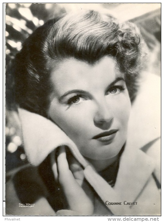 FOTOGRAFIA DE CORINNE CALVET  , ACTRICES , CINE , CHOCOLATES CLOVIS, APROX. 17 CM. X 22 CM. - Fotos