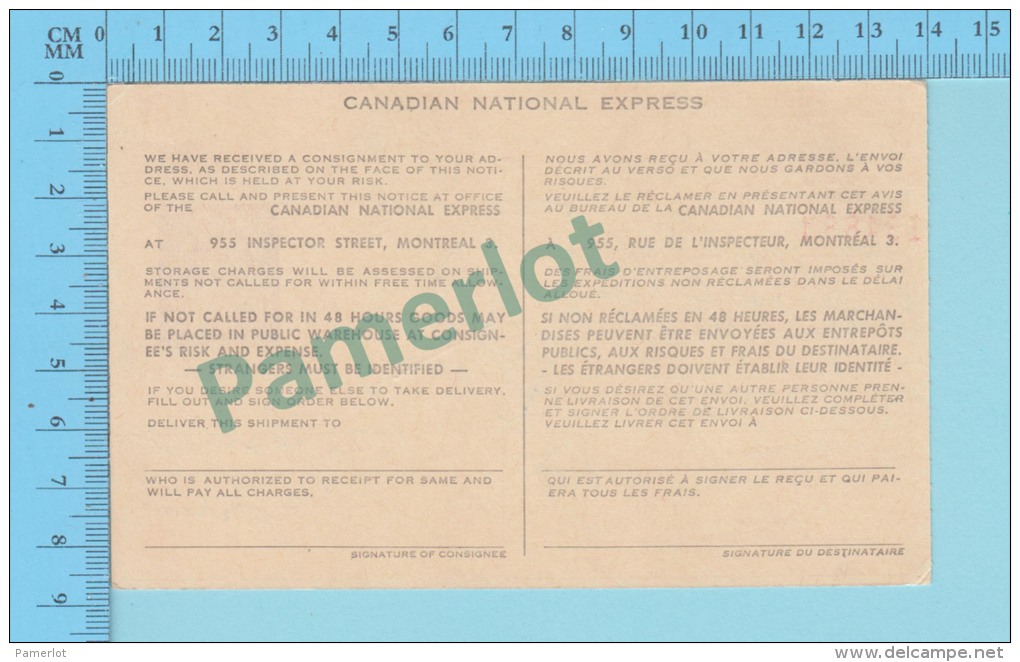 Canadian National Express , Stationery  Stamp, Delevery Freight  Services Used Form 2 Scans - 1953-.... Reign Of Elizabeth II