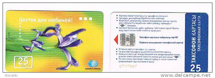 KAZAKHSTAN - CHIP KAZAKHTELECOM - FLOWERS 25 UNITS (SILVER CHIP, YELLOW CODE LEFT BOTTOM) - USED - RIF. 1540 - Kasachstan