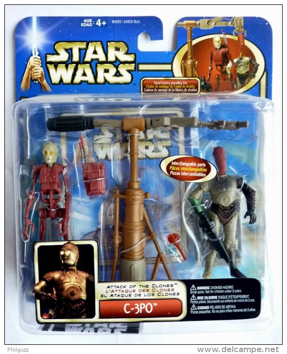 FIGURINE STAR WARS 1995 BLISTER US ATTACK OF THE CLONE C3PO + BATTLE DROID C3-PO - Episode II