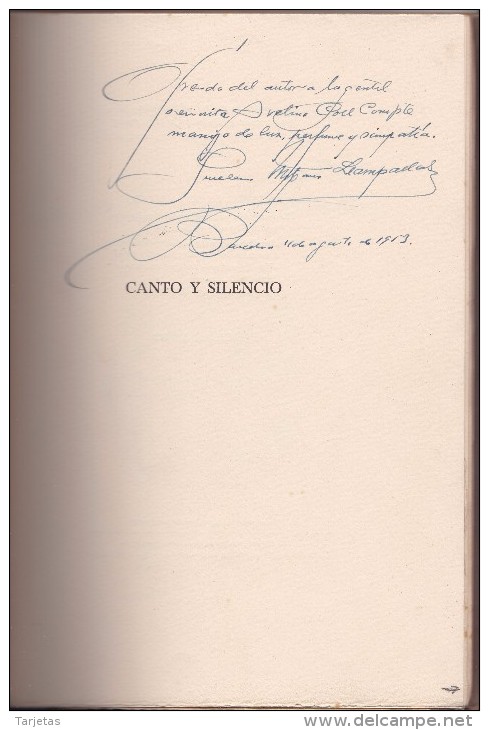 CANTO Y SILENCIO DE GUILLERMO MITJANS DE TORRELL DE REUS AÑO 1953 DE TIRADA 100 Y DEDICADO CON FIRMA DEL AUTOR - Lyrik & Essays