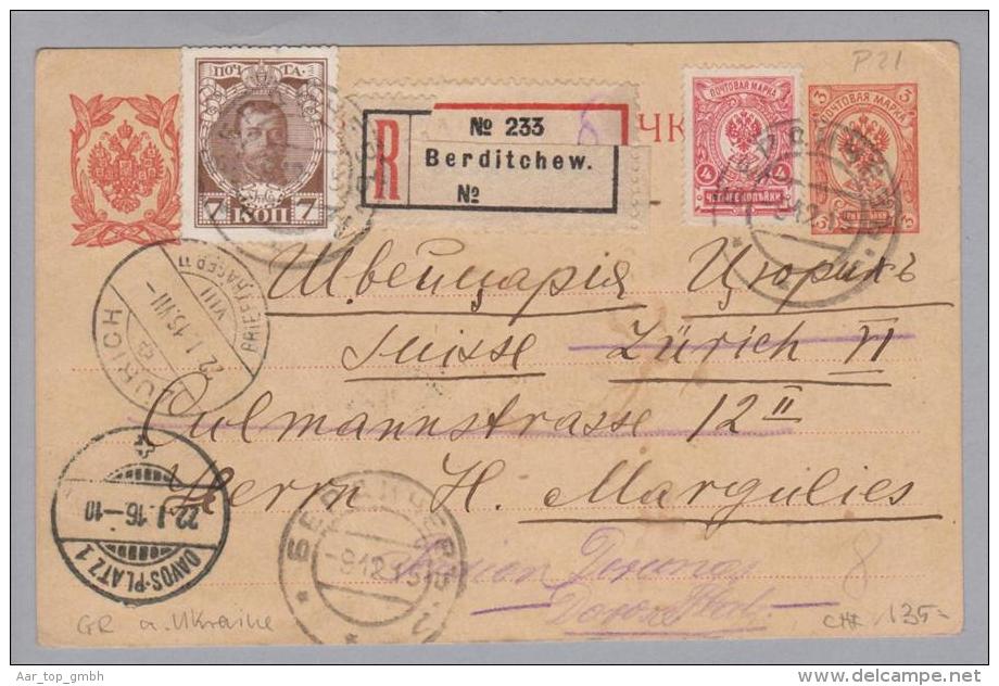 Heimat GR Davos-Platz 1916-01-22 R-GS Aus Ukraine Berditchew - Stamped Stationery